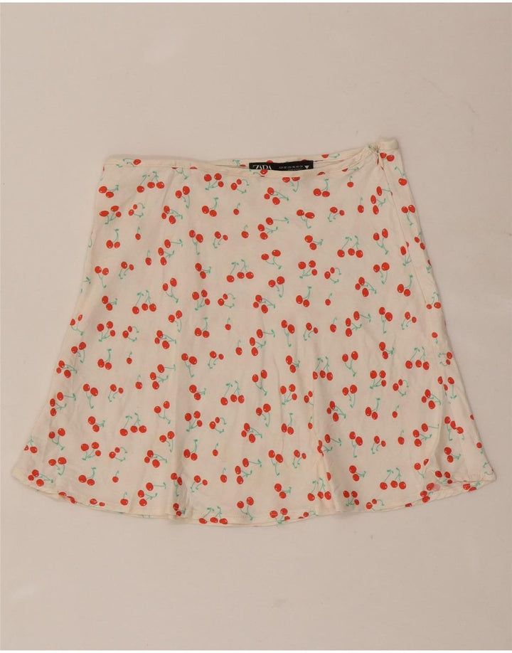 Zara Minifalda Con Estampado Abstracto XS W24 Blanco