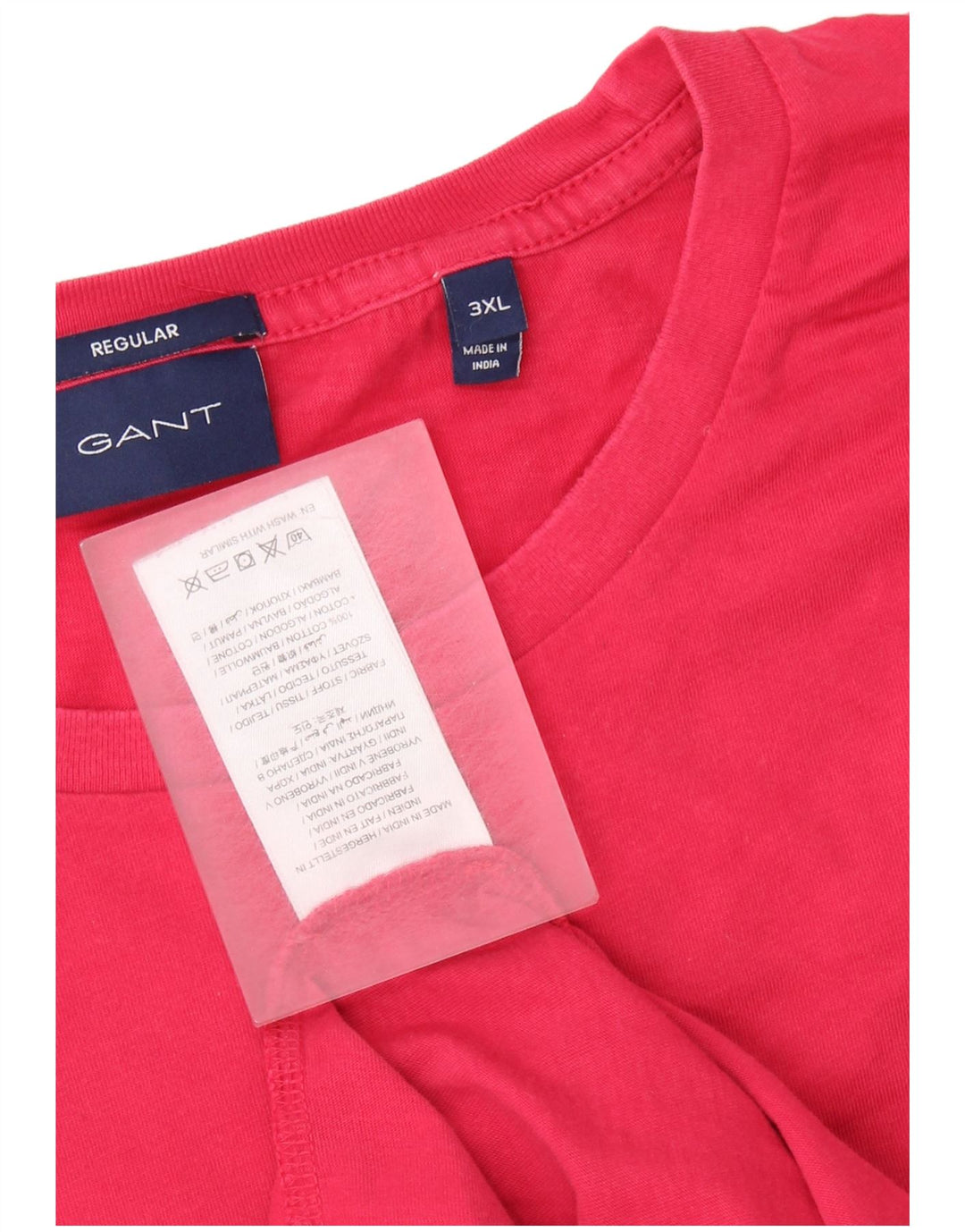Gant Camiseta Regular para Hombre Top 3XL Algodón Rosa