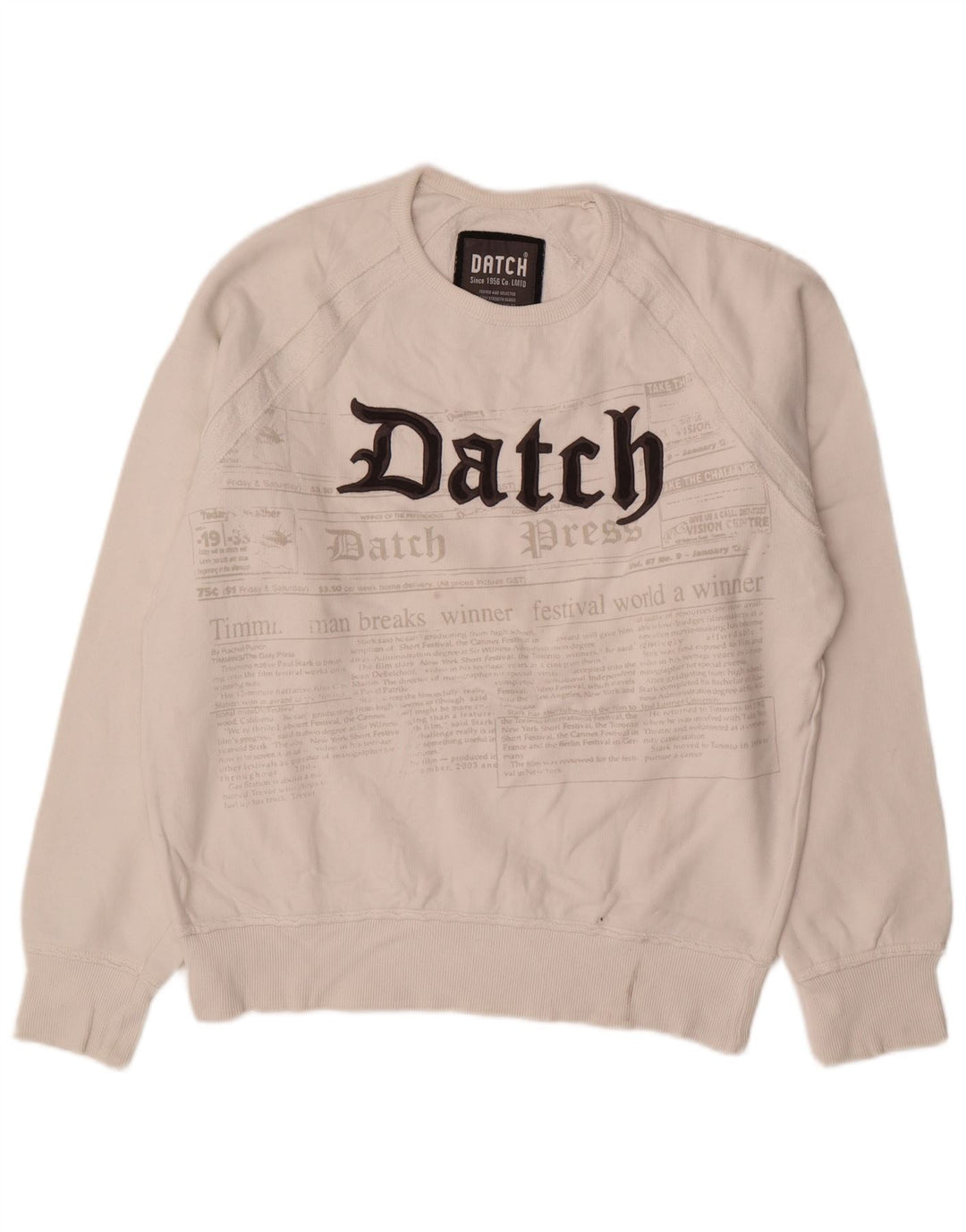 Datch Hombre Sudadera Gráfica Jumper Medium Blanco Algodón