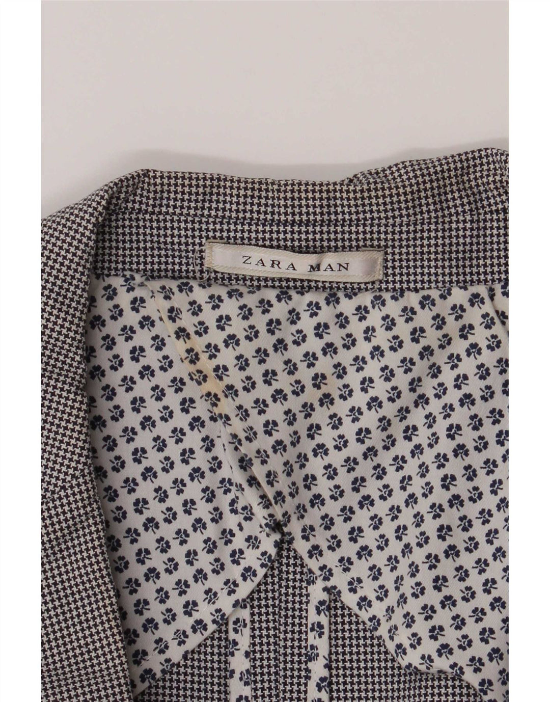Zara Chaqueta tipo blazer de 2 botones para hombre Reino Unido 40 Grande Gris Pata de gallo Algodón