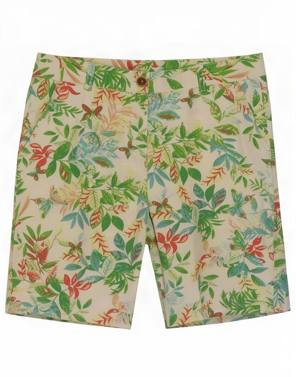Benetton Pantalones Cortos Chinos Para Mujer UK 40 Medium W32 Algodón Floral Multicolor