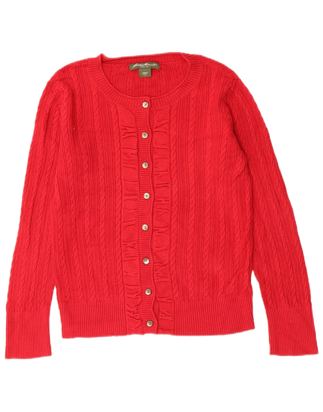 EDDIE BAUER Suéter cárdigan para mujer Reino Unido 10 Pequeño algodón rojo
