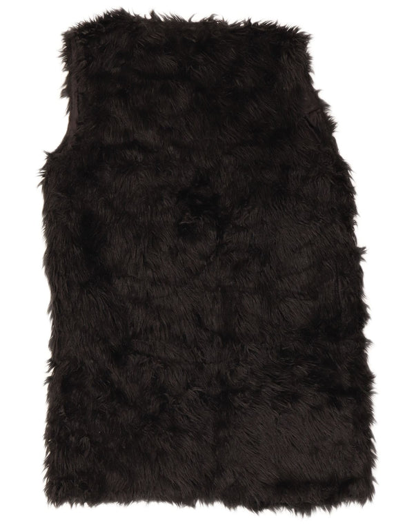 Topshop Chaleco de piel sintética para mujer UK 8 Small Acrílico negro