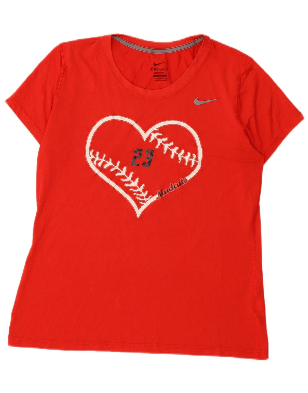 Nike Mudcats - Camiseta gráfica para mujer, talla 40, poliéster rojo grande
