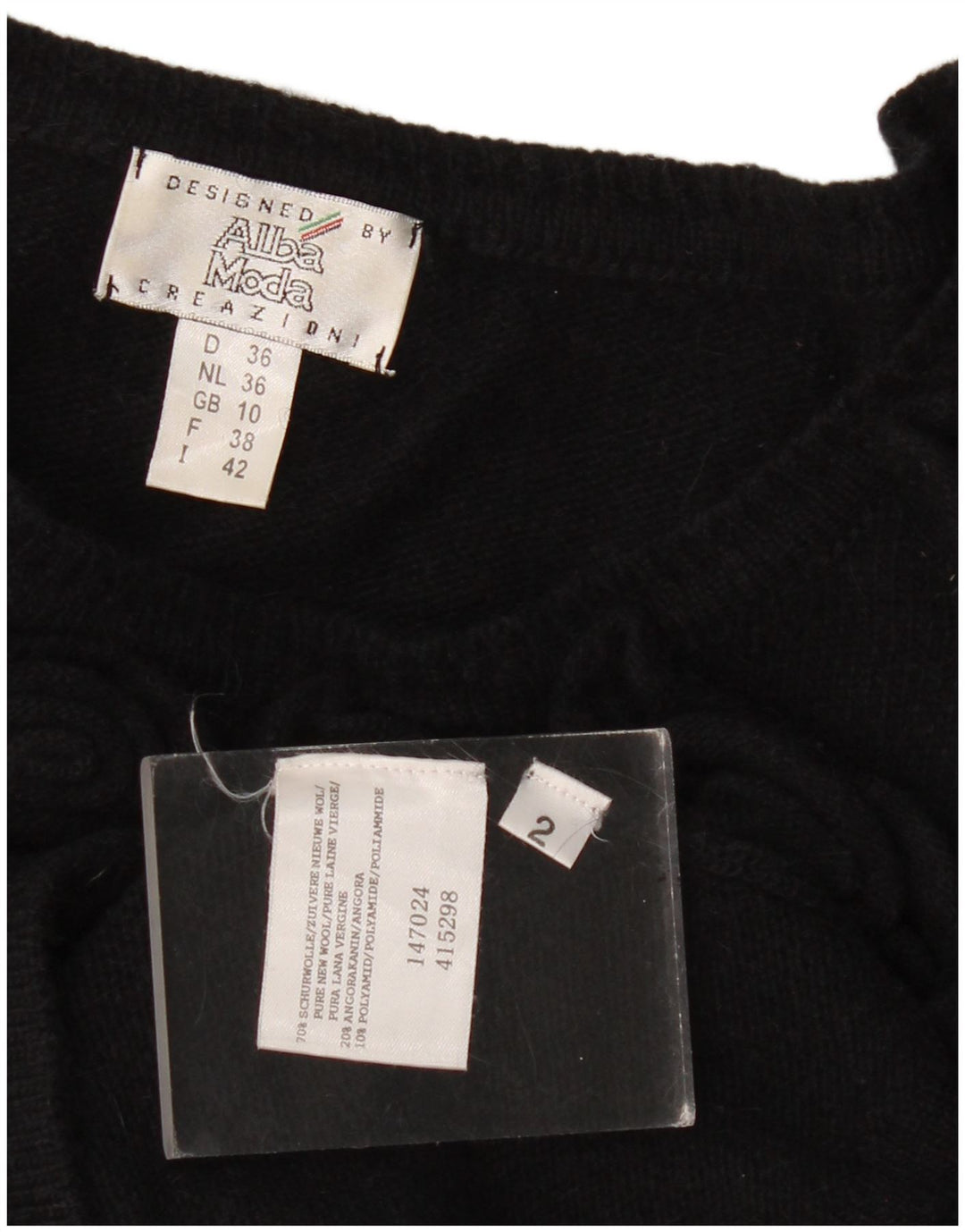 Alba Moda Mujer Cuello Barco Jersey Suéter UK 10 Pequeño Negro Lana Nueva