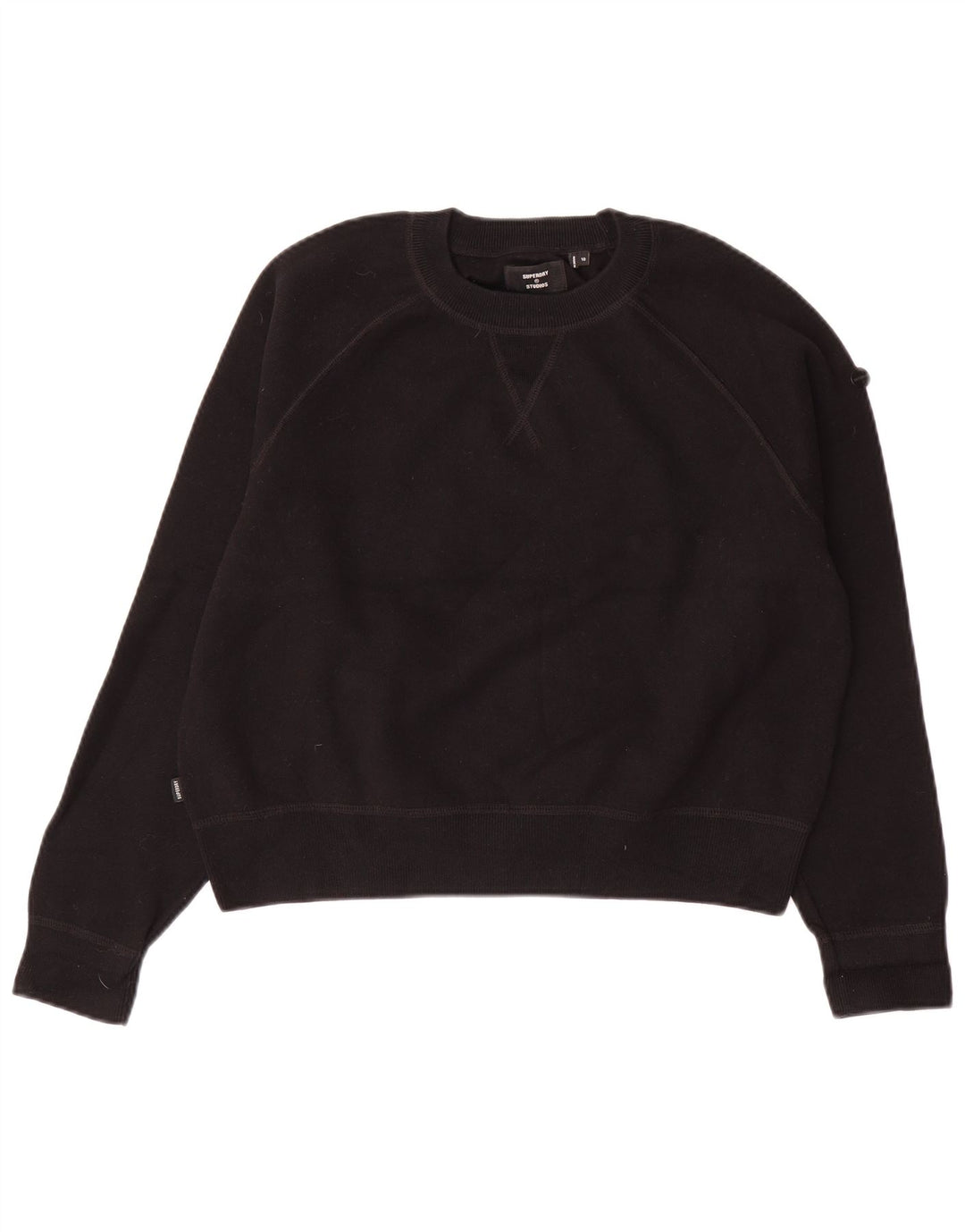 SUPERDRY Sudadera corta extragrande para mujer, jersey UK 10 Small Black Cotton