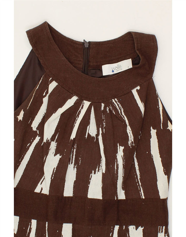 WALLIS Womens Petite Sleeveless Halter Dress UK 8 Small  Brown Patchwork Vintage Wallis and Second-Hand Wallis from Messina Hembry 