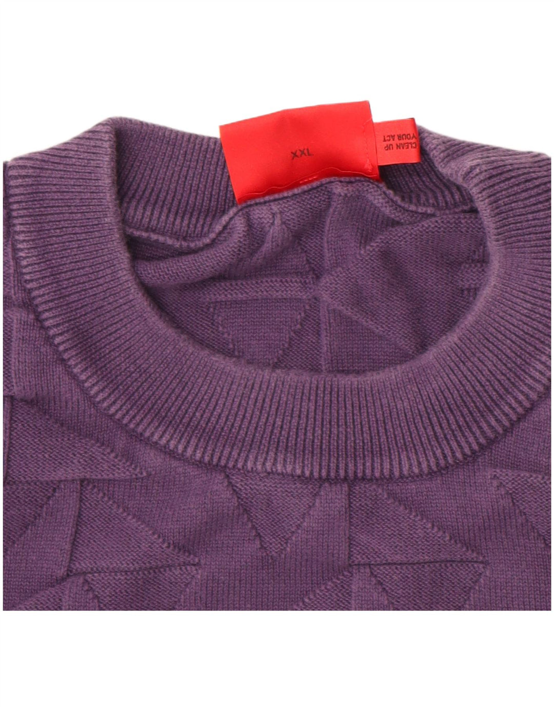 HUGO BOSS Jersey de cuello redondo para hombre 2XL Algodón geométrico morado