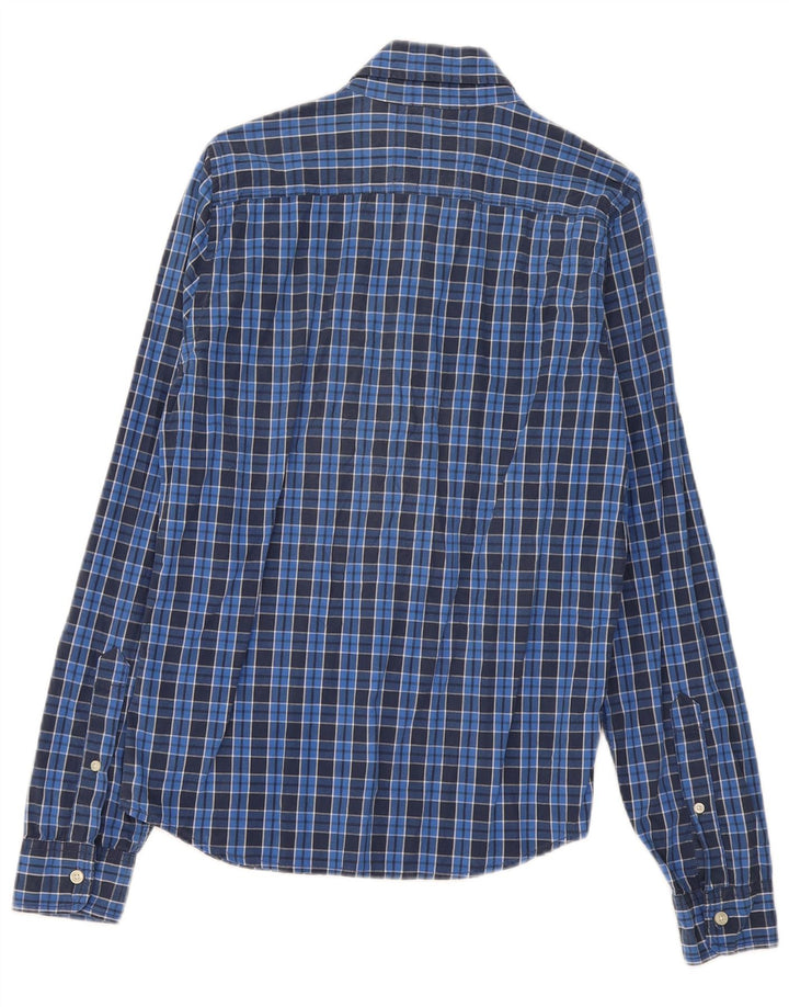 Camisa Hollister Hombre Algodón A Cuadros Azul Medio
