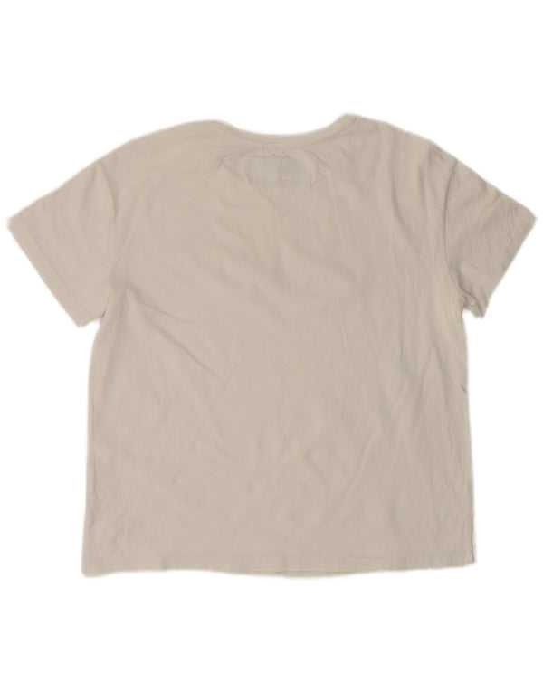 Benetton Camiseta Estampada De Mujer ES 44 Mediano Blanco Algodón