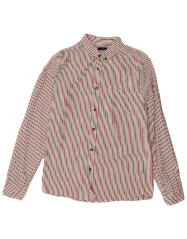 Camisa Hombre M&Co Small De Algodón A Rayas Blancas