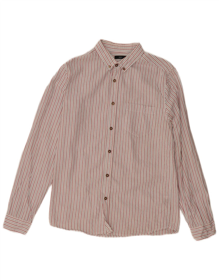 Camisa Hombre M&Co Small De Algodón A Rayas Blancas