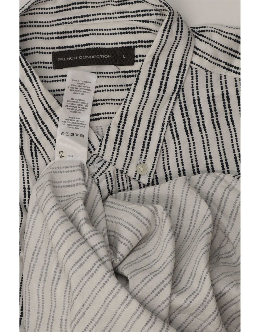 Camisa de manga corta para hombre French Connection de viscosa a rayas blancas grandes