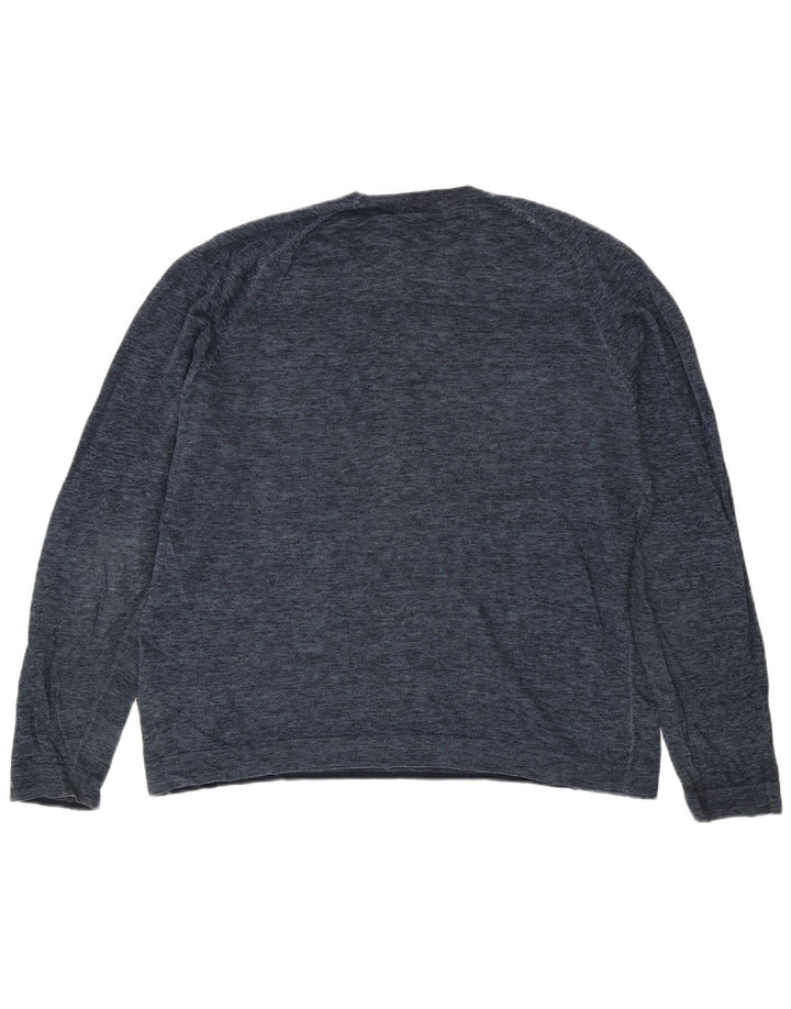 Marks & Spencer Jersey de cuello redondo azul Harbor para hombre, talla grande, azul marino