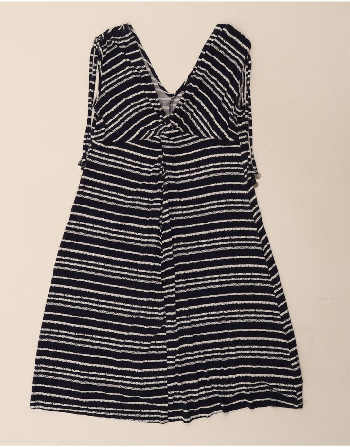 Marks & Spencer Vestido acampanado para mujer UK 10 Small Azul marino a rayas
