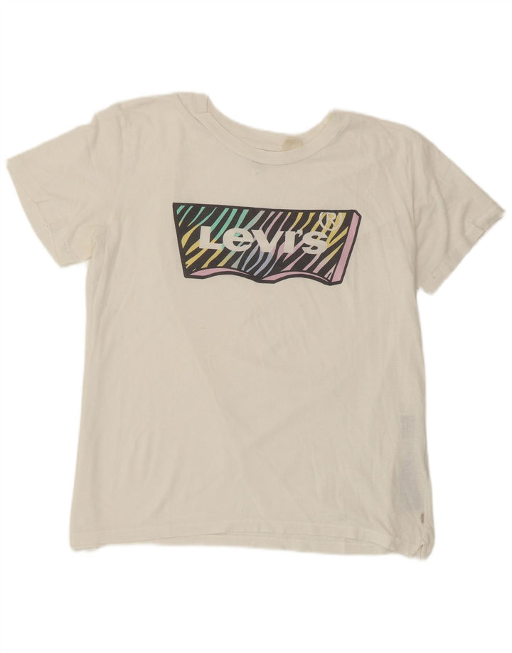 Levi's Camiseta gráfica para mujer Top UK 44 Algodón blanco mediano