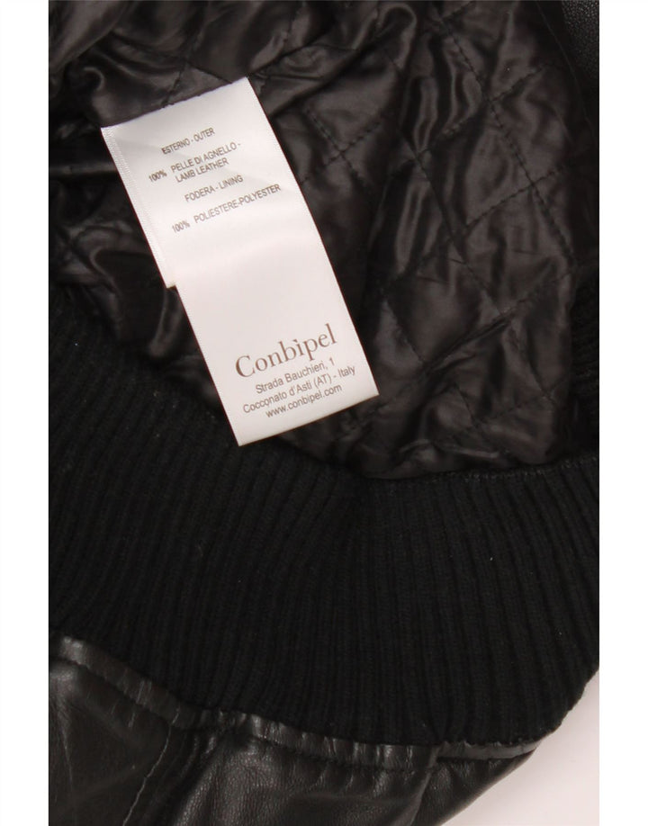 Conbipel Chaqueta Bomber De Cuero Para Hombre IT 48 Cuero Negro Mediano
