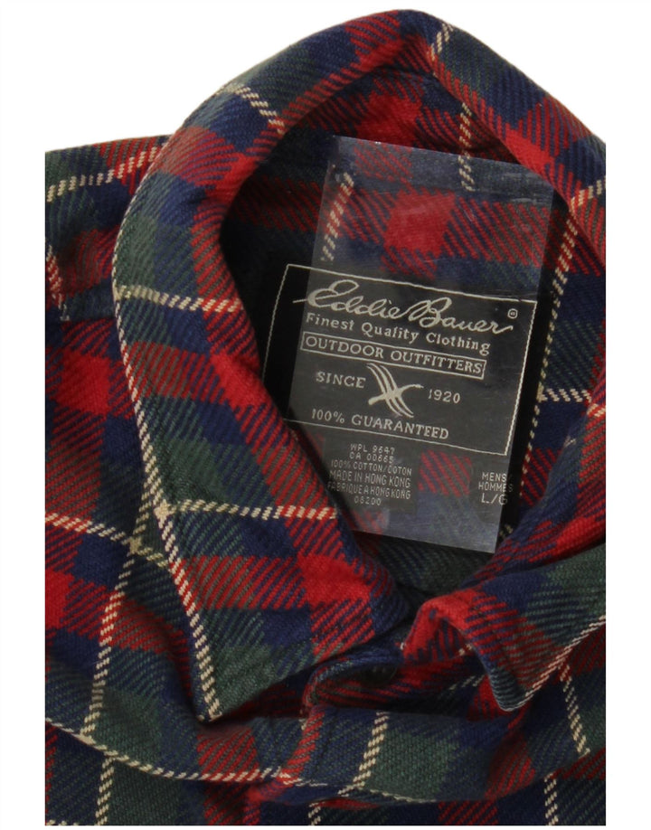 EDDIE BAUER Camisa de franela para hombre de algodón con cuadros multicolores grandes