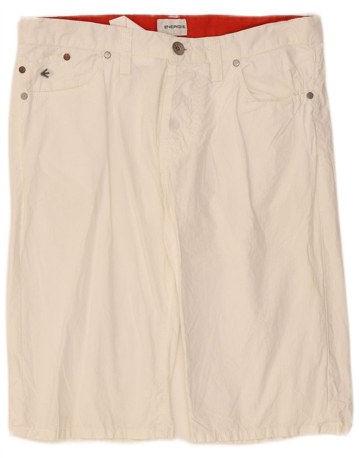 Energie - Pantalones cortos casuales para hombre W34 grande de algodón blanco