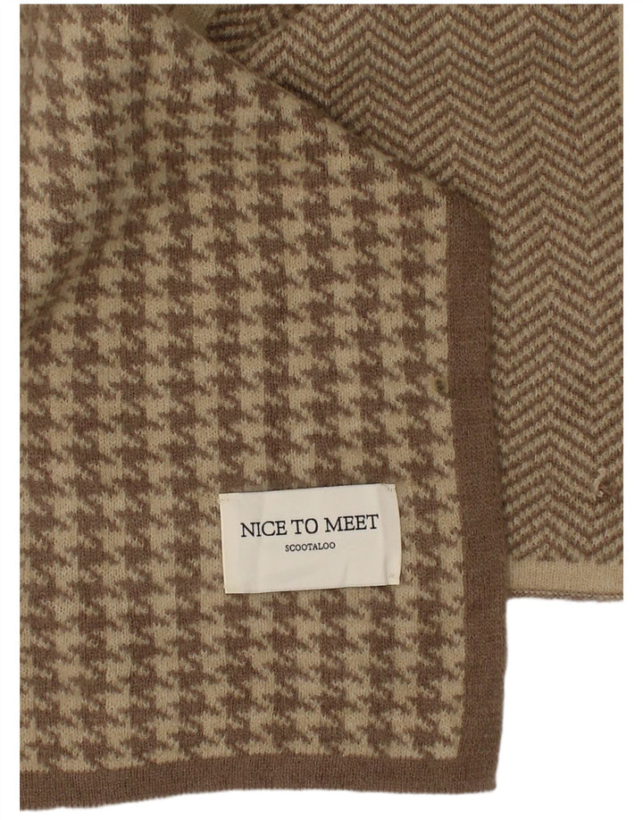 Vintage mujer rectángulo bufanda un tamaño beige pata de gallo clásico