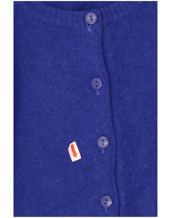 BENETTON Suéter tipo cárdigan corto para mujer Reino Unido 44 Lana azul grande