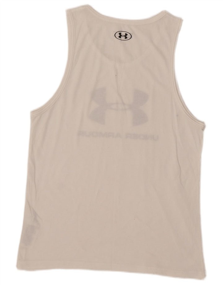 Under Armour Camiseta sin mangas con gráfico Heat Gear para hombre Algodón blanco mediano