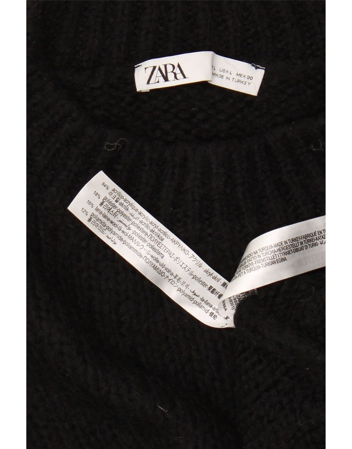 Zara Suéter tipo jersey con cuello redondo y manga 3/4 de gran tamaño para mujer UK 46 Large Black