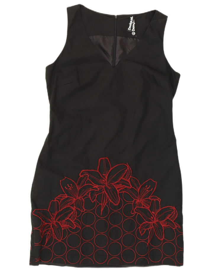 DESIGUAL Vestido tubo sin mangas para mujer EU 40 Algodón floral negro mediano