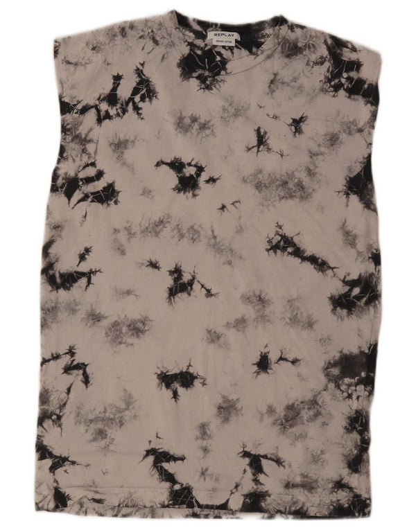 Replay Camiseta sin mangas con efecto tie-dye y ajuste regular para hombre XS Algodón gris con efecto tie-dye