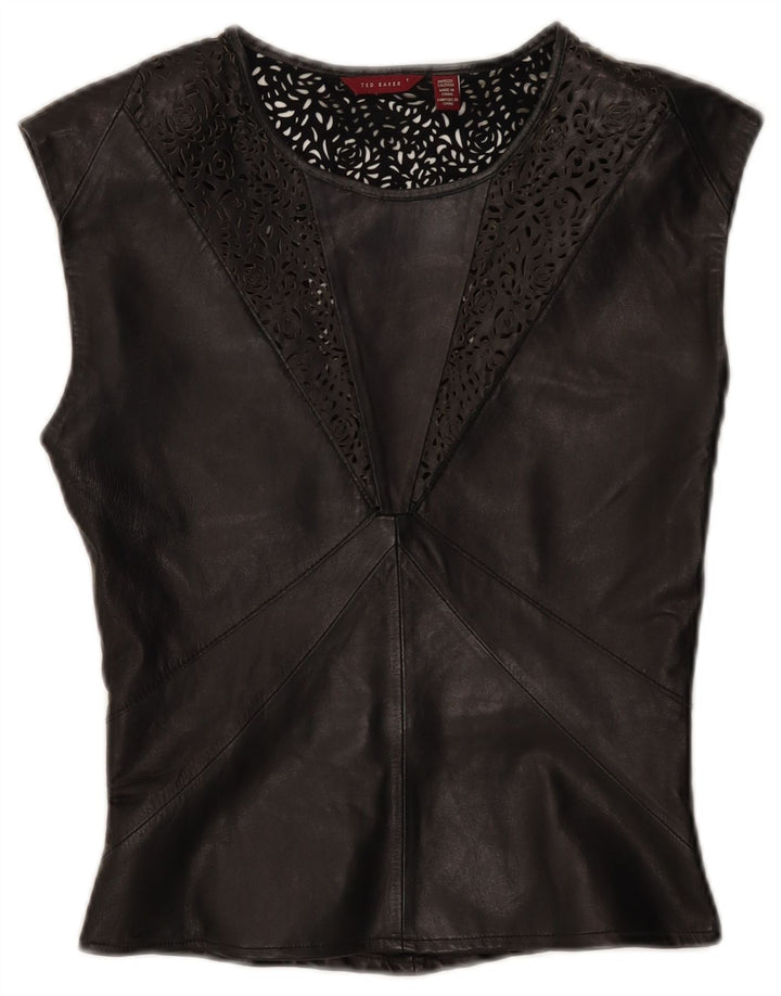 Ted Baker Blusa de cuero para mujer Talla superior 1 XS Negro