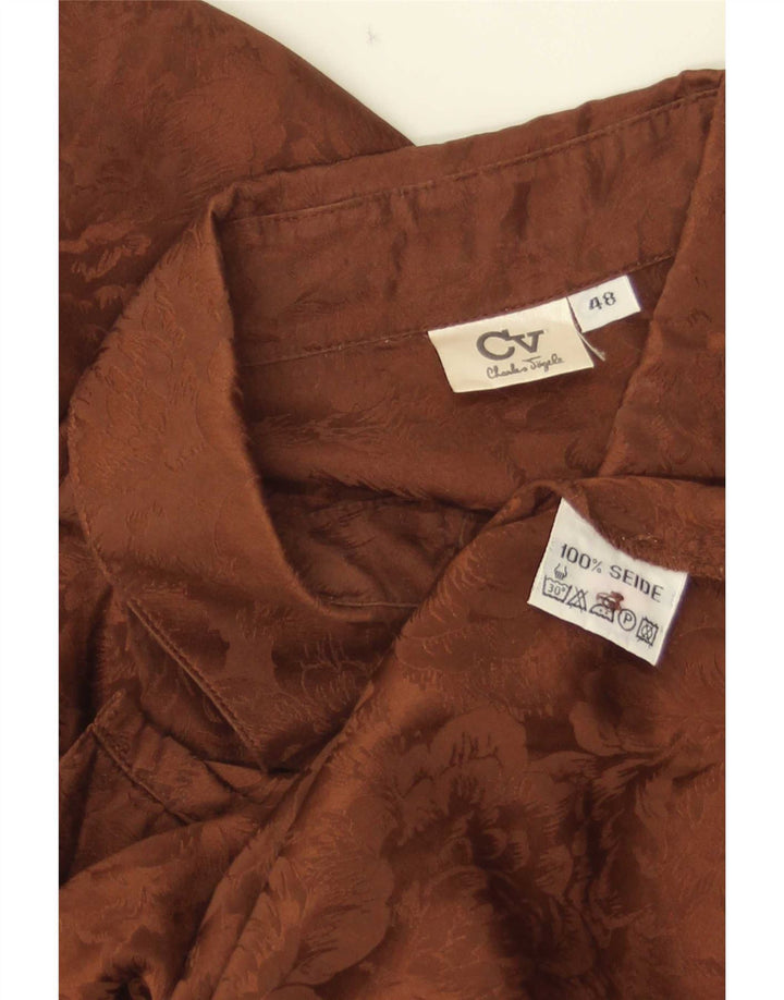 Blusa vintage para mujer IT 48 XL Seda marrón