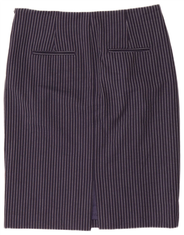 Benetton Falda Recta Mujer ES 42 Mediana W32 Azul Marino Rayas Pintadas