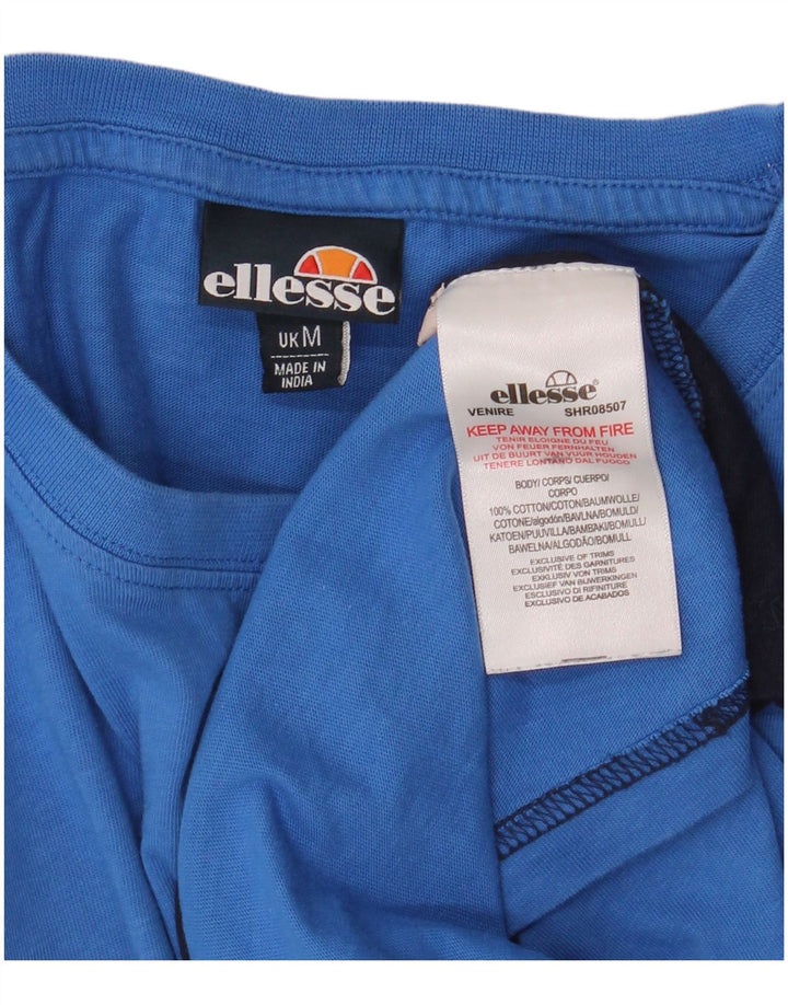 Ellesse Hombre Camiseta Top Medium Azul Marino Colorblock Algodón