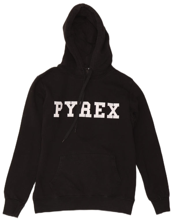 Pyrex - Sudadera con capucha para hombre, diseño gráfico, tamaño pequeño, algodón negro