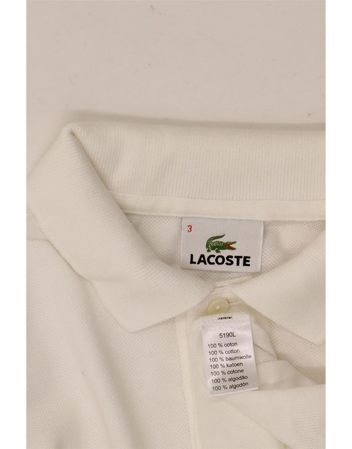 LACOSTE Polo de manga larga para hombre talla 3 pequeño algodón blanco