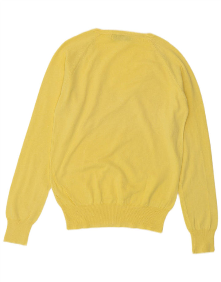 ZARA Jersey con cuello en V para mujer UK 44 Large Algodón amarillo