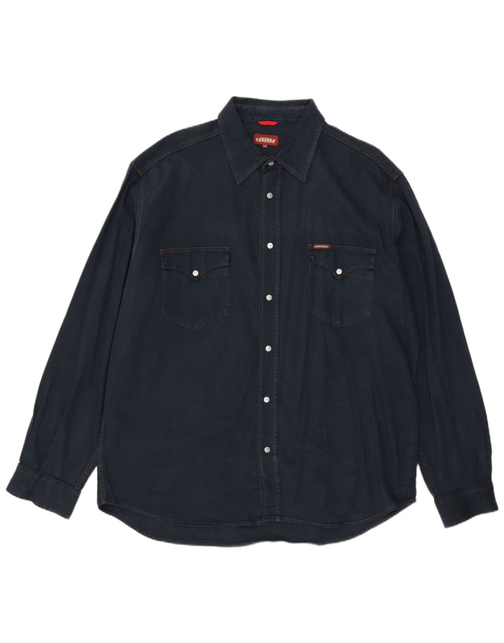 CARRERA Camisa vaquera para hombre 2XL Algodón azul marino