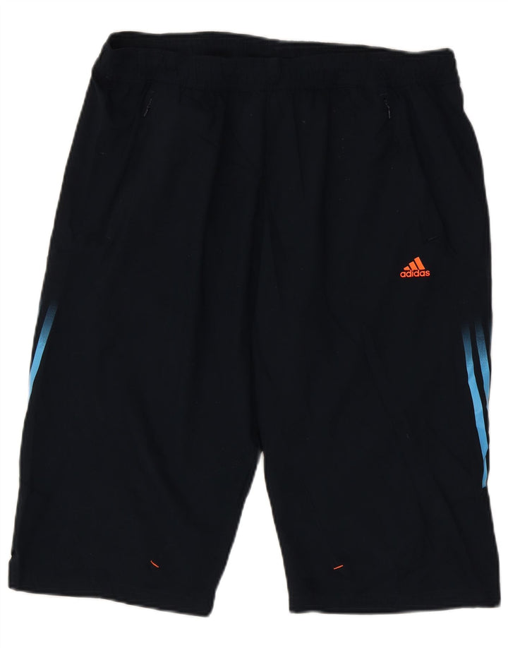 Adidas - Pantalones cortos deportivos para hombre, talla grande, poliéster, color azul marino