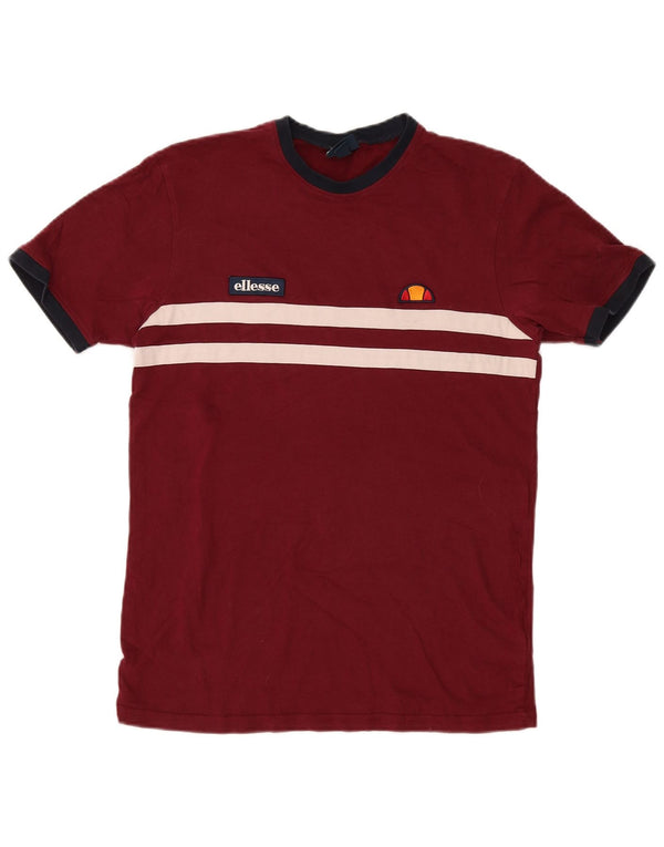 Camiseta Ellesse Hombre Top Small Borgoña Rayas Algodón