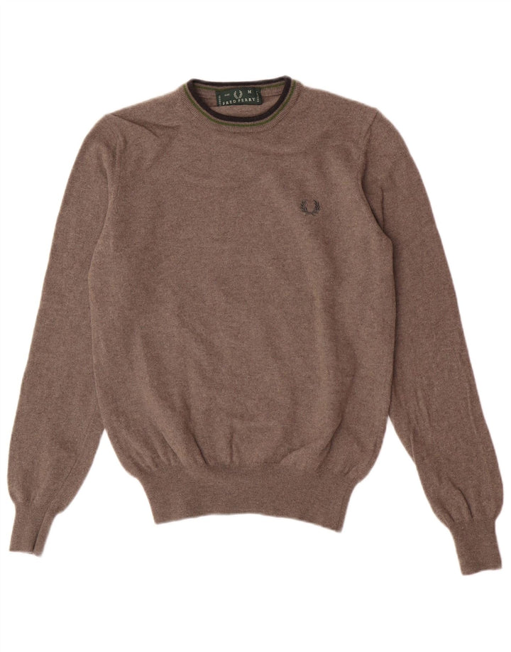 Fred Perry Jersey De Cuello Redondo Para Mujer UK 42 Lana Marrón Medio