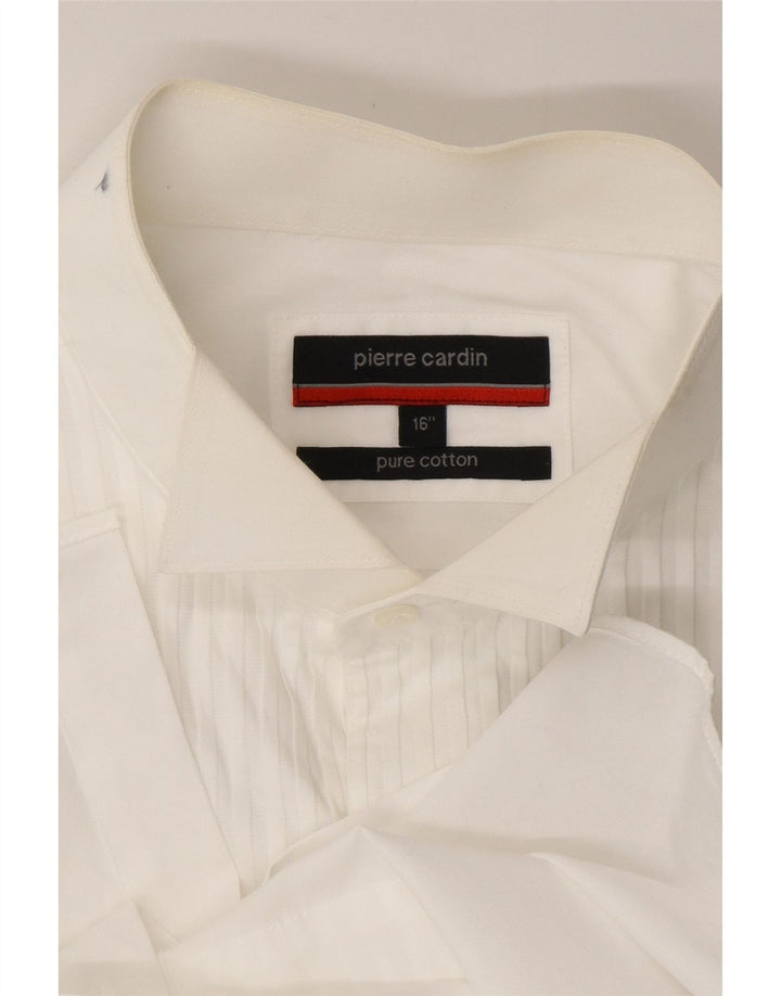 PIERRE CARDIN Camisa formal para hombre Talla 16 Algodón a rayas blancas grandes