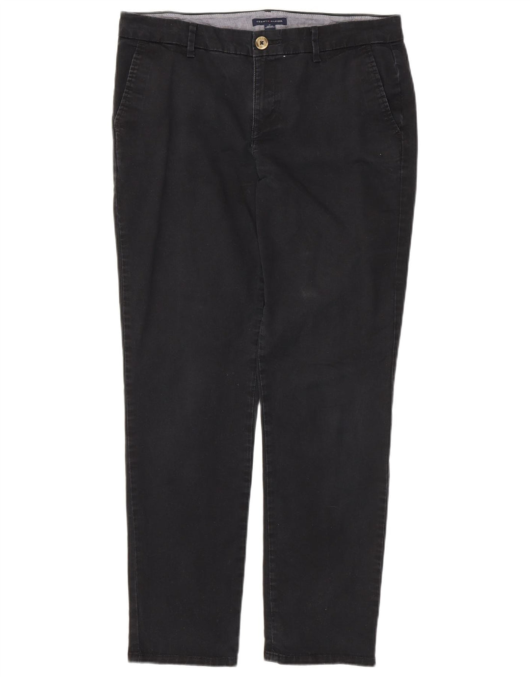 TOMMY HILFIGER Pantalones chinos delgados para mujer US 10 Large W32 L29 Algodón negro