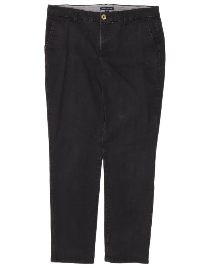 TOMMY HILFIGER Pantalones chinos delgados para mujer US 10 Large W32 L29 Algodón negro