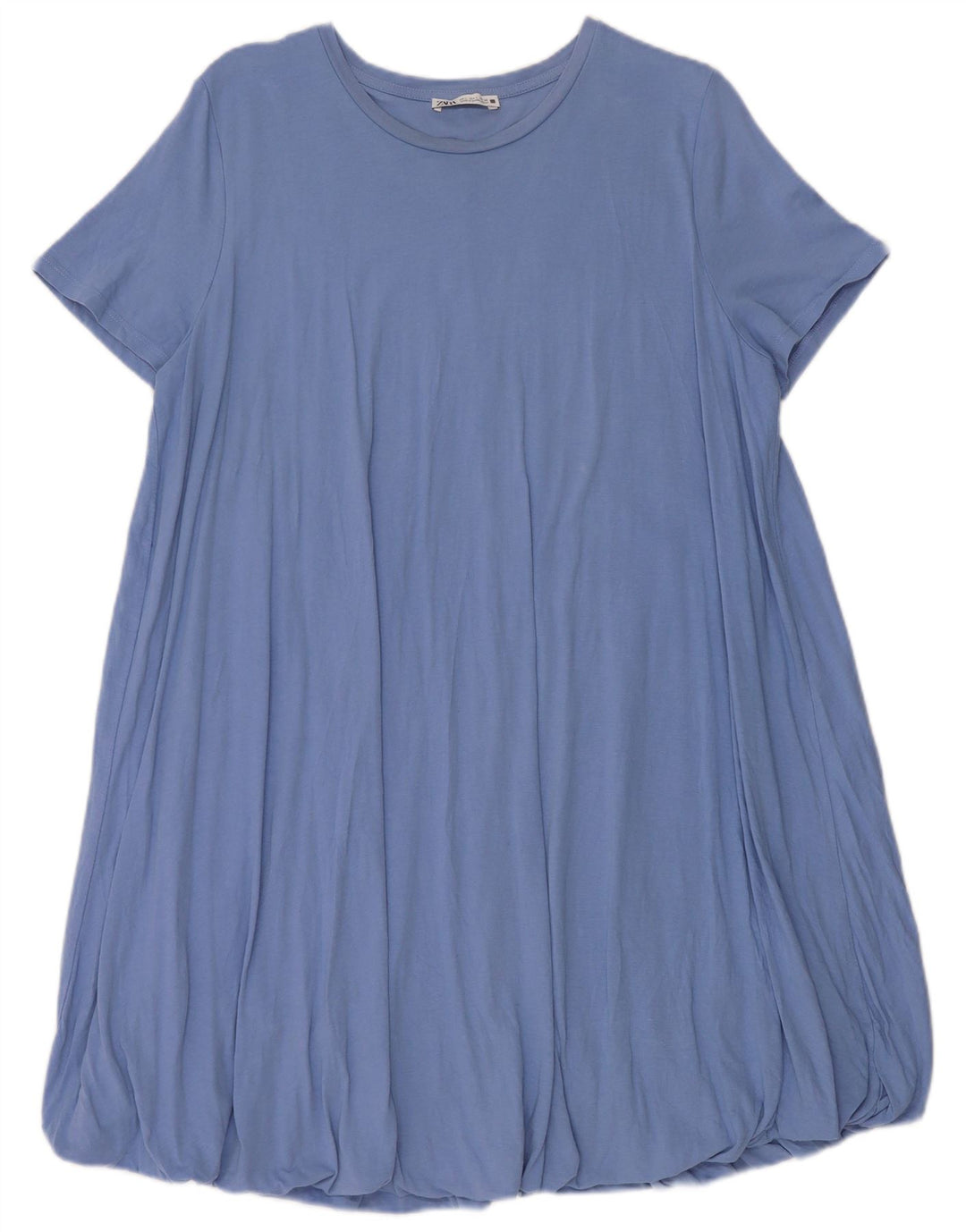 Zara Mujer Vestido Burbuja UK 46 Grande Algodón Azul