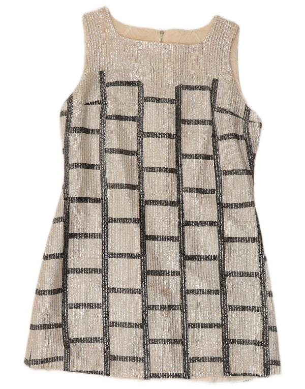 Ein Fink Vestido acampanado sin mangas para mujer EU 36 Small Silver Geométrico