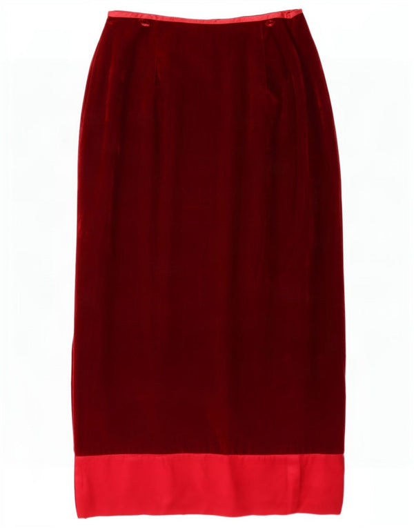 Monsoon Falda recta de terciopelo para mujer UK 44 Medium W30 Granate Colorblock