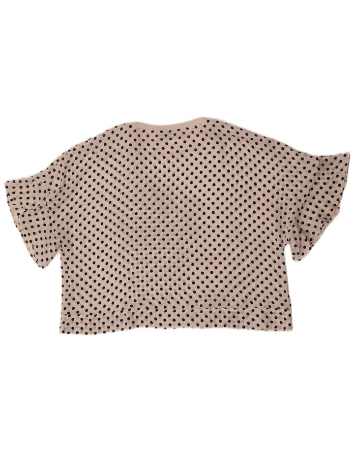Zara Mujer Blusa Extragrande Top UK 6 XS Poliéster De Lunares Blancos