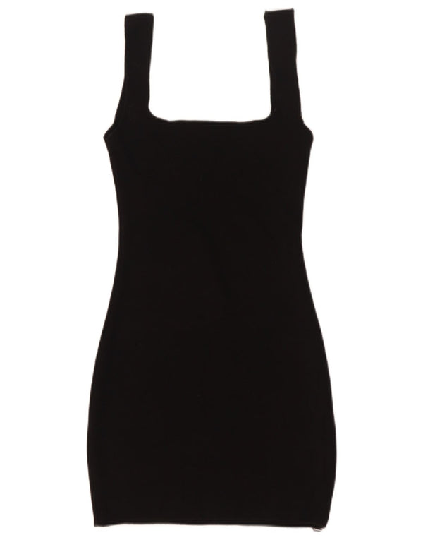 Zara Vestido Ajustado Sin Mangas para Mujer UK 8 Small Viscosa Negra