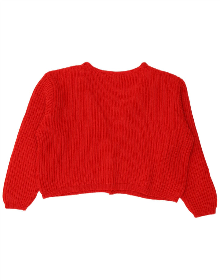 Benetton Cárdigan Corto Extragrande Mujer IT 48 XL Lana Roja