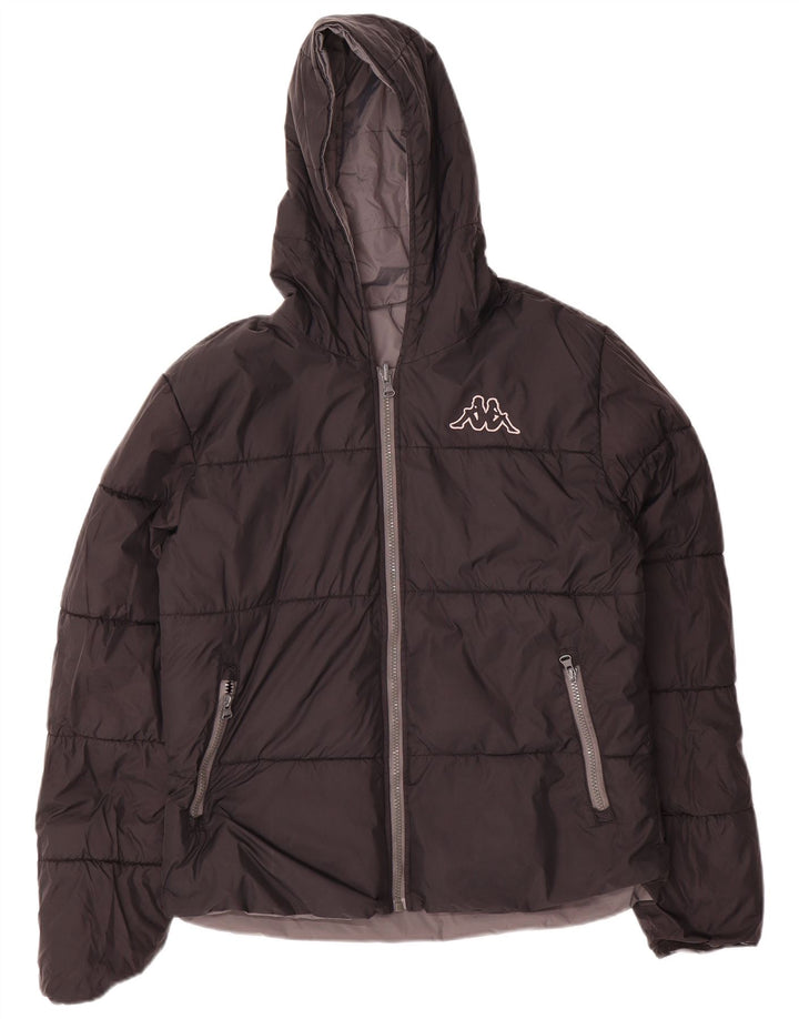 Chaqueta Acolchada Reversible Con Capucha Para Mujer Kappa UK 44 Nylon Gris Medio